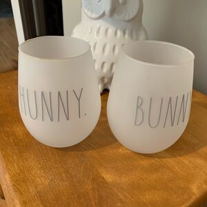 PICK ANY 3 ITEMS FOR $10 - Rae Dunn White 'Hunny' & 'Bunny' Frosted Glasses
